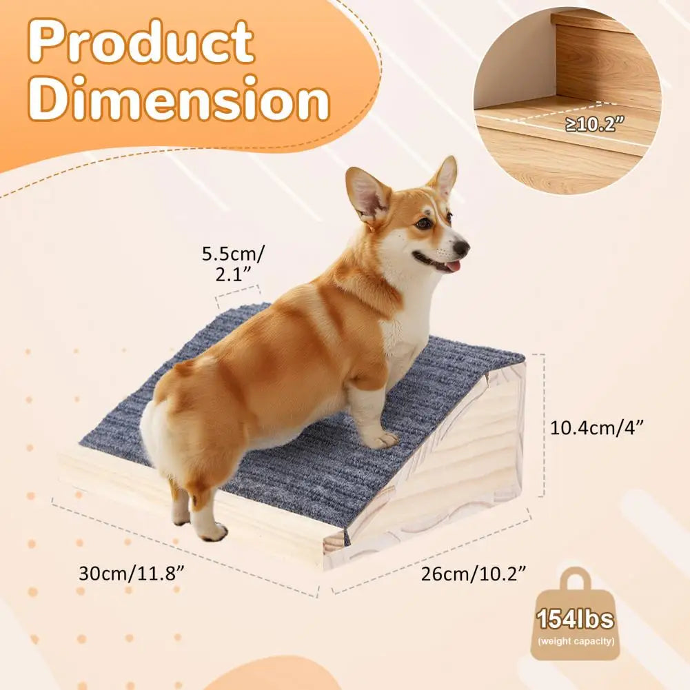 Wooden Pet Ramp, Low Angle for Small Dogs/Cats, Easy Assembly