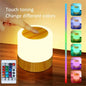 7 Colors Night Light Dimmable LED  Sensor Wooden Bedside Table Lamp with  Adjustable Brightness Remote Control