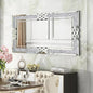 Crushed Diamond Wall Mirror, Rectangular Glass, Silver with Decorative Crystal Frame Edge