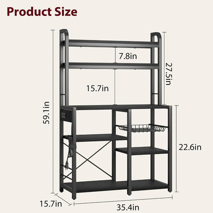 6Tier Storage Rack with Microwave Stand for Coffee Bar with Wire Drawer,Spacious