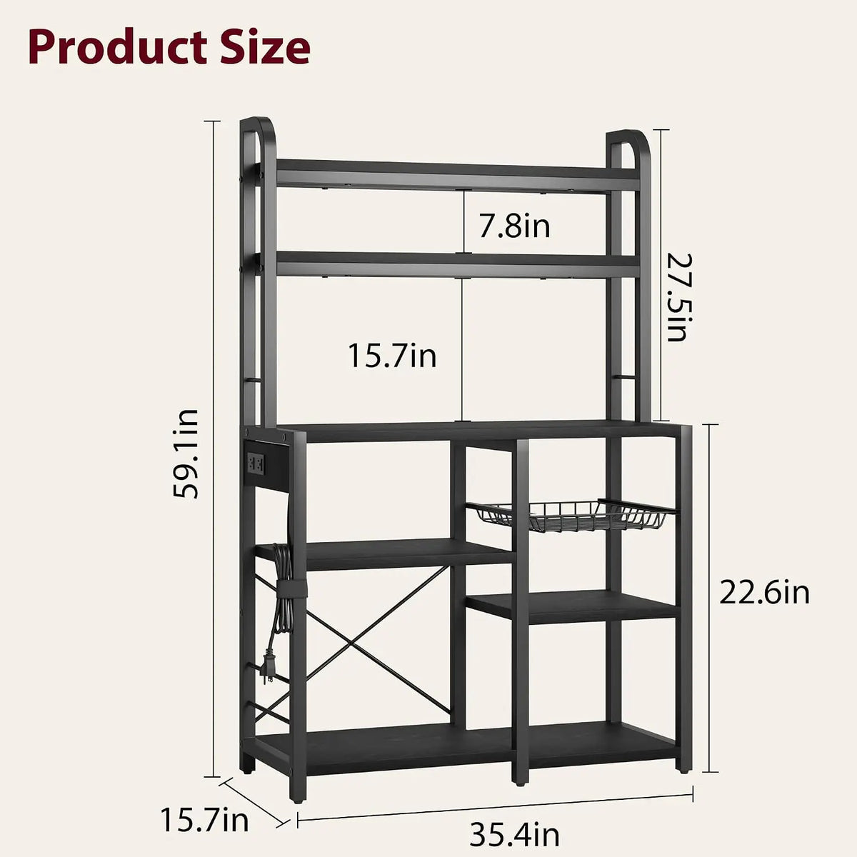 6Tier Storage Rack with Microwave Stand for Coffee Bar with Wire Drawer,Spacious
