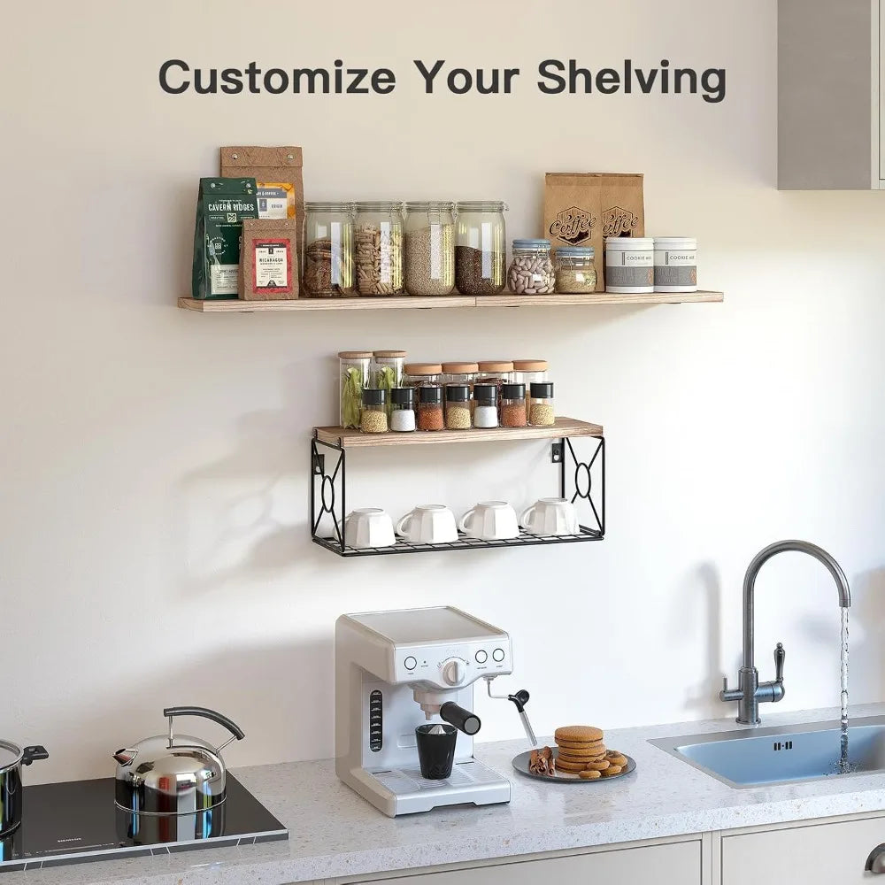 Bathroom Shelves Over Toilet with Storage Basket, Natural Wood