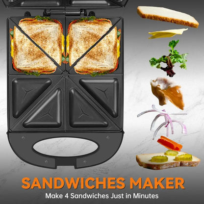 4 Slice Electric Panini Grill Press Sandwich Maker