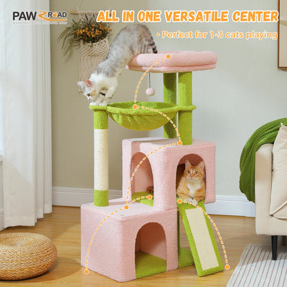 Large Cat Tree for Indoor Cats, Multi-Level Tower with Spacious Condos, Sisal Scratching Pad