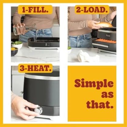 Electric Hot Dog Steamer with Bun Warmer for 24 Hot Dogs 12 Buns