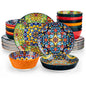 12/16/18/24 Piece Ceramic Dinnerware Set, Stoneware Bohemian Style