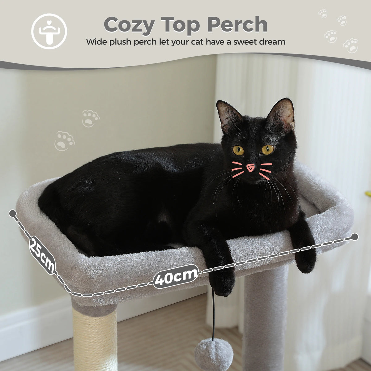 4-in-1 Cat Tree with Large Cat Condo, Sisal Scratching Post, Deep Hammock, Cozy Top Perch