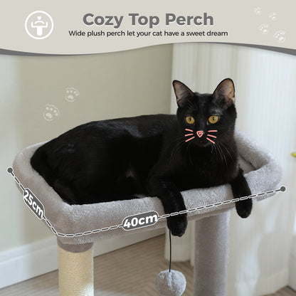 4-in-1 Cat Tree with Large Cat Condo, Sisal Scratching Post, Deep Hammock, Cozy Top Perch