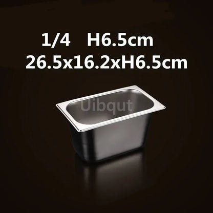 Square pot Kitchen Pans, 304 stainless steel 1/9 1/6 1/4 1/3 Food Chafing pans, Buffet Containers Lid 0.7 mm