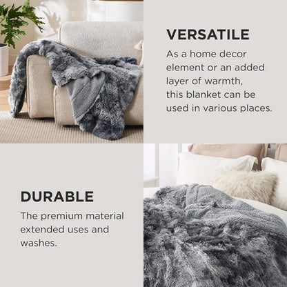 King Size Soft Fluffy Blanket for Bed, Faux Fur Fuzzy Minky Couture, Warm Winter Blanket