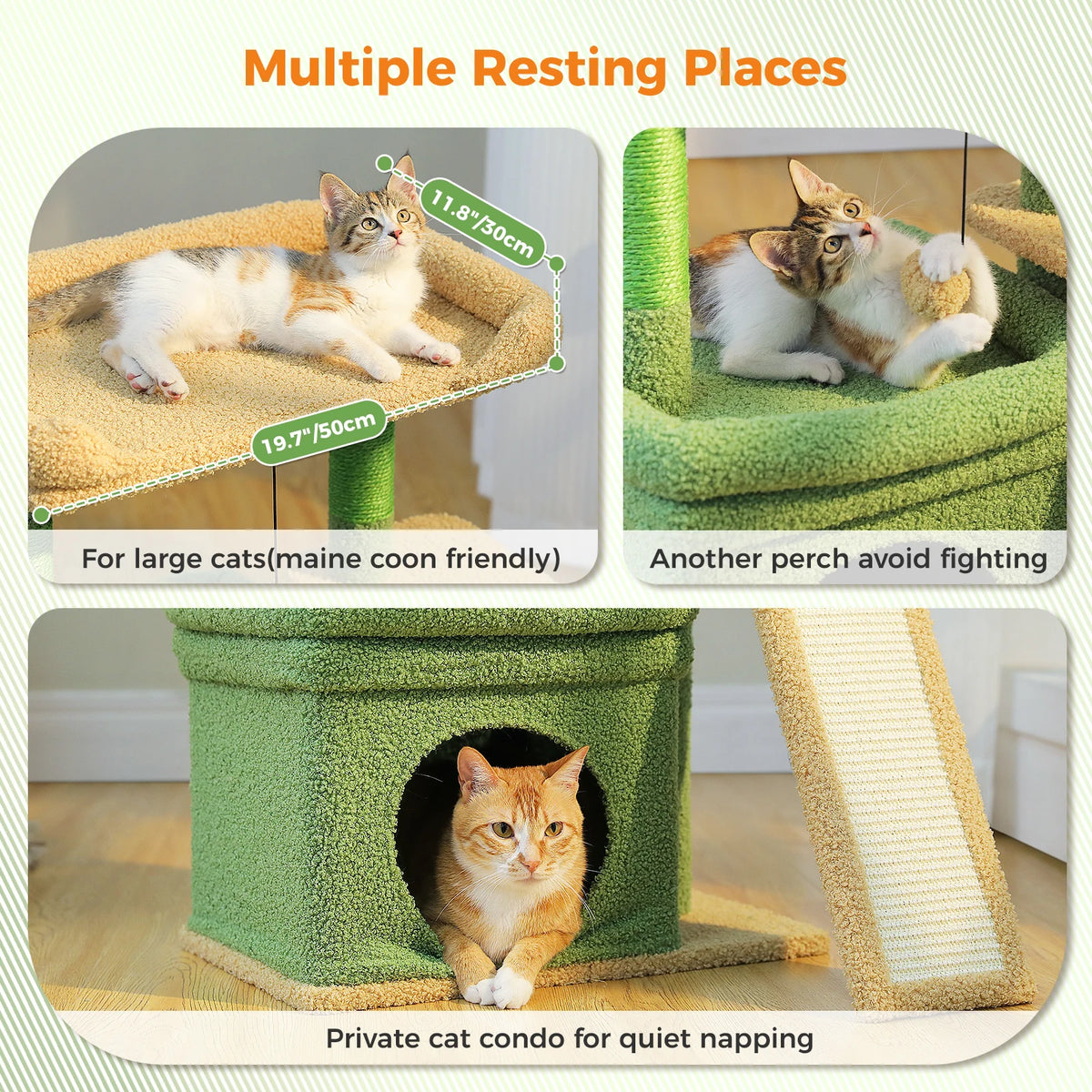 Small Cat Tree for Indoor Cat, Tower with Sisal Scratching Post and Pad, Wide Top Perch