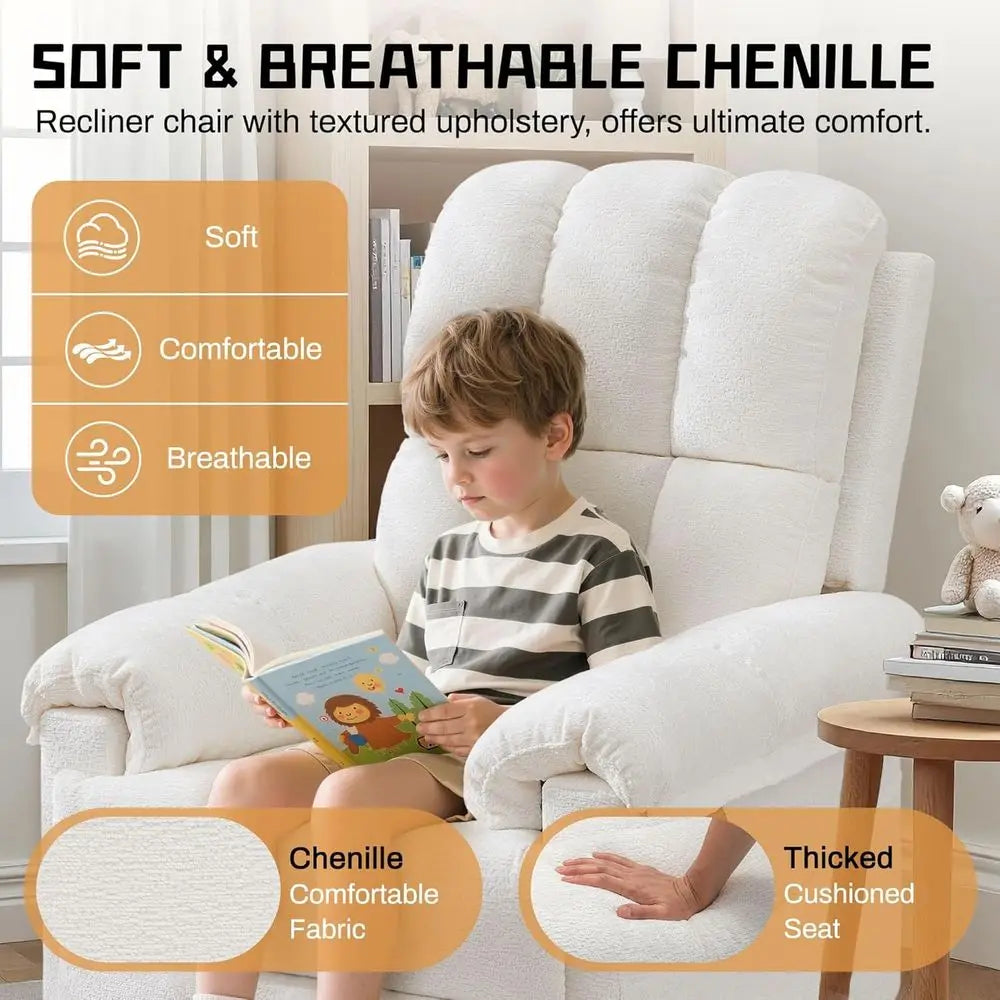 Swivel Rocker Recliner Chair, Small Recliners for Small Spaces, Upholstered