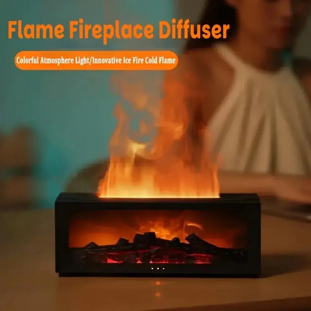Fireplace Diffuser, Color LED Flame Effect, 300ml Large Capacity, Remote Timer for Relaxing Aromatherapy in Home, Bedroom,orOffice