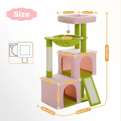 Large Cat Tree for Indoor Cats, Multi-Level Tower with Spacious Condos, Sisal Scratching Pad