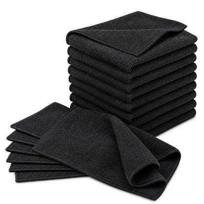 Heavy Duty Microfiber Cleaning Towels, 10 Pack, 25x25cm, Ultra Soft & Highly Absorbent, Dry & Wet Use, Streak-Free Cleaning