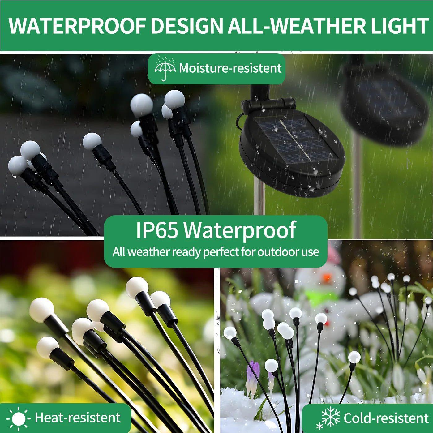 8-Head Solar Firefly LED Lights ,Waterproof High Flexibility Yard Patio Pathway Holiday