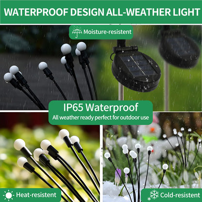 8-Head Solar Firefly LED Lights ,Waterproof High Flexibility Yard Patio Pathway Holiday