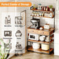 Bakers Rack with Power Outlets, 5-Tier Microwave Oven Stand with 2 Drawers,Coffee Bar Table with Storage
