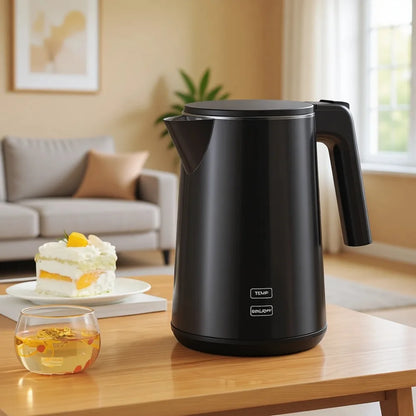 1L 1200W Stainless Steel Electric Kettle with 7 Temperature Settings, 4 Hour Keep Warm, Fast Boil, Auto Shut Off, Black