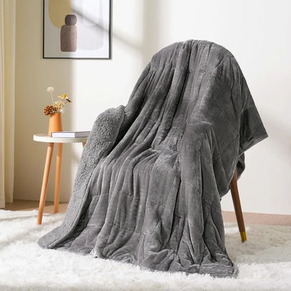 Sherpa Fleece Weighted Blanket, 48 x 72 inches, Grey