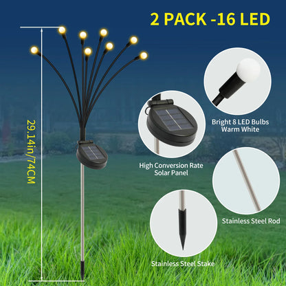 8-Head Solar Firefly LED Lights ,Waterproof High Flexibility Yard Patio Pathway Holiday