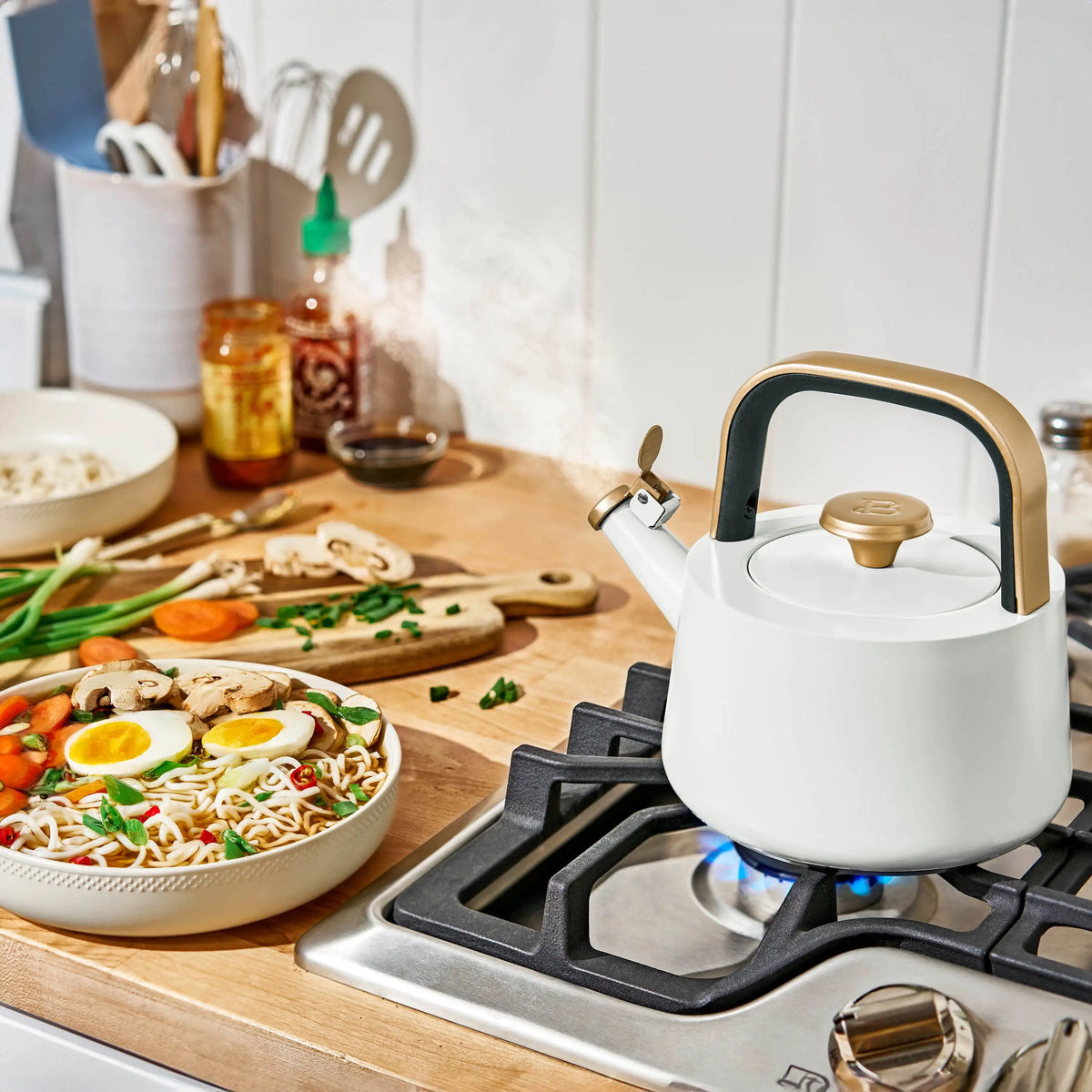 Beautiful 1.8L Ceramic Non-Stick Stovetop Tea Kettle, Sage Green by Drew Barrymore