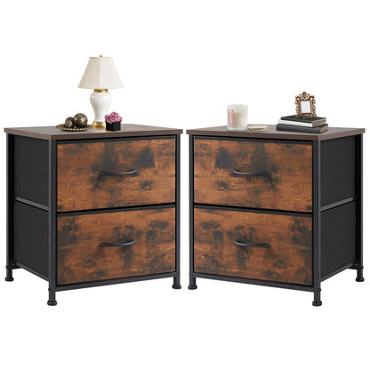 Nightstand, Table Storage For Bedroom 2 Fabric Drawers