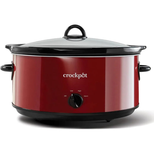 8 Quart Red Slow Cooker for Large Family Meals and Outdoor Cooking Events