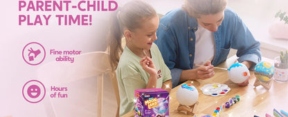 DIY 3D Moon Night Light For Kids, Paint Your Own Moon Lamp Kit, Galaxy Lamp Arts and Crafts Kit