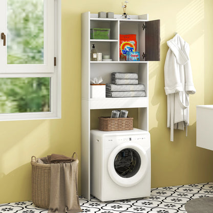 Over The Toilet Storage Cabinet, Bathroom Space Saver w/ Open Shelves & Door