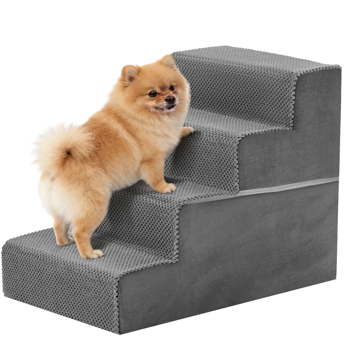 3-5 Step Right Angled Foam Dog Stairs Ramp for Small Dogs, Indoor Non-Slip Pet Ladder