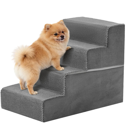 3-5 Step Right Angled Foam Dog Stairs Ramp for Small Dogs, Indoor Non-Slip Pet Ladder