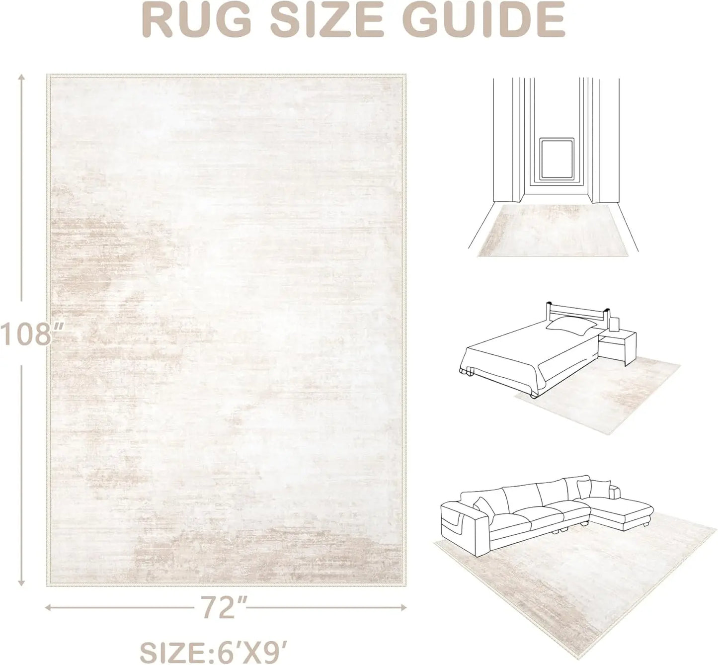 6x9 Modern Abstract Rug for Living Room -Washable Soft Non Slip Stain Resistant
