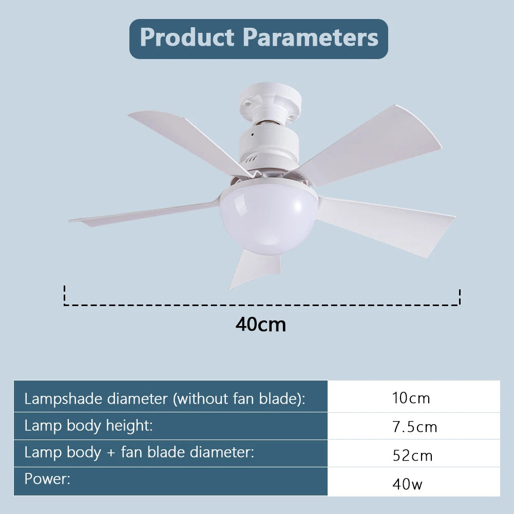 30/40W Ceiling Fan With Light, Remote Control Dimming