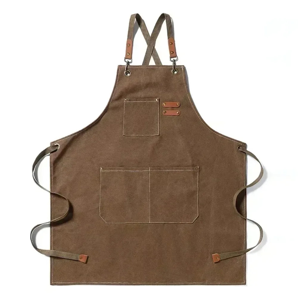 Canvas Apron, Unisex ,for Cooking, Grill, Restaurant, Cafe & Beauty Studio Use