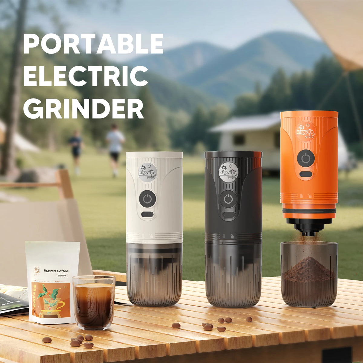 Portable Electric Coffee Bean Grinder, Ceramic Core, Adjustable and Rechargeable