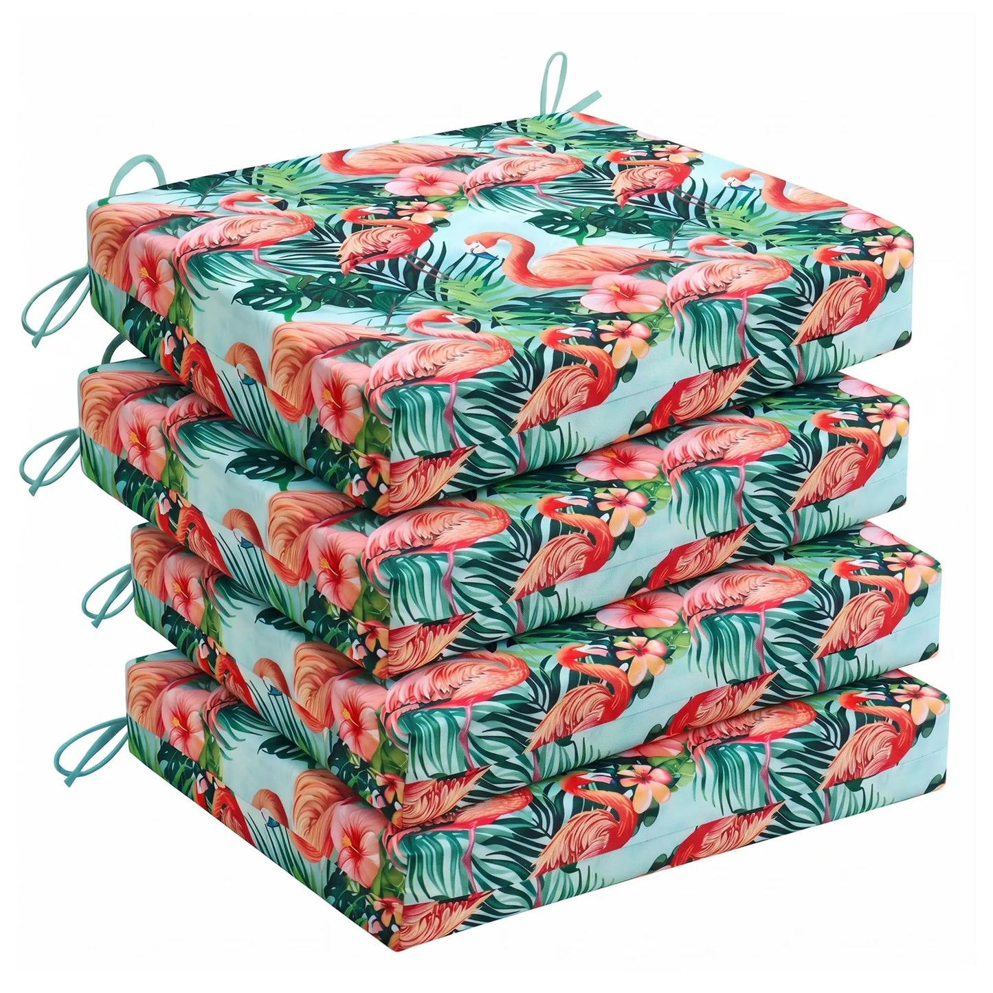 Outdoor Chair Cushions, Pack of 4, Water Resistant with Ties
