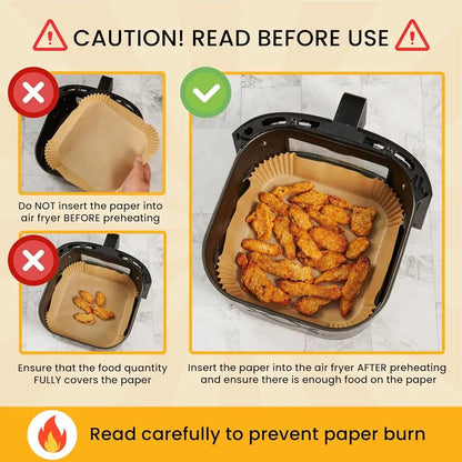Disposable Liners, 125Pcs Air Fryer, Non-Stick and Oil Proof, 8” Square or 5-8 qt Basket