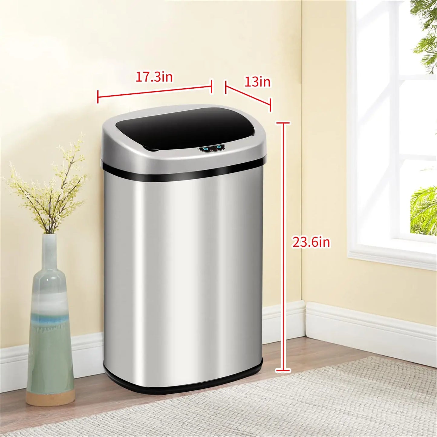 13-Gallon Kitchen Trash Can, Tall AutomaticTouchfree Motion Sensor
