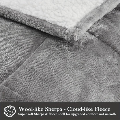 Cozy Fleece Weighted Blanket – 15 lb, Queen Size (60" x 80") – Gray Fuzzy Texture