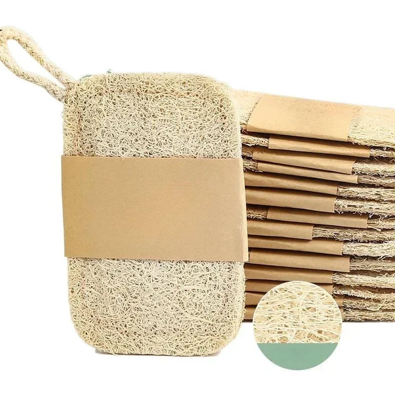 6pcs Natural Loofah Exfoliating Sponges - Gentle Body Scrubber for Shower & Bath, Bamboo Fiber