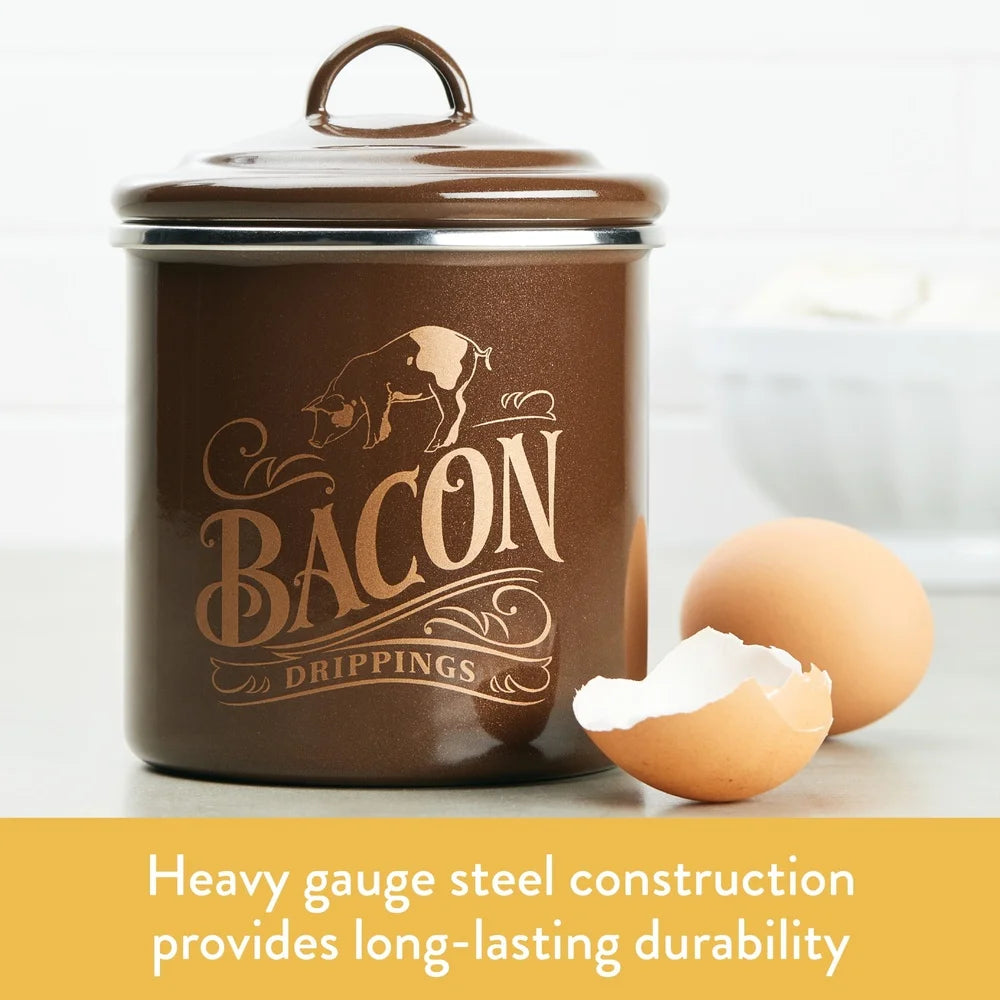 Kitchen Bacon Grease Enamel Steel Container