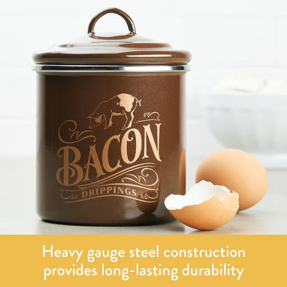 Kitchen Bacon Grease Enamel Steel Container
