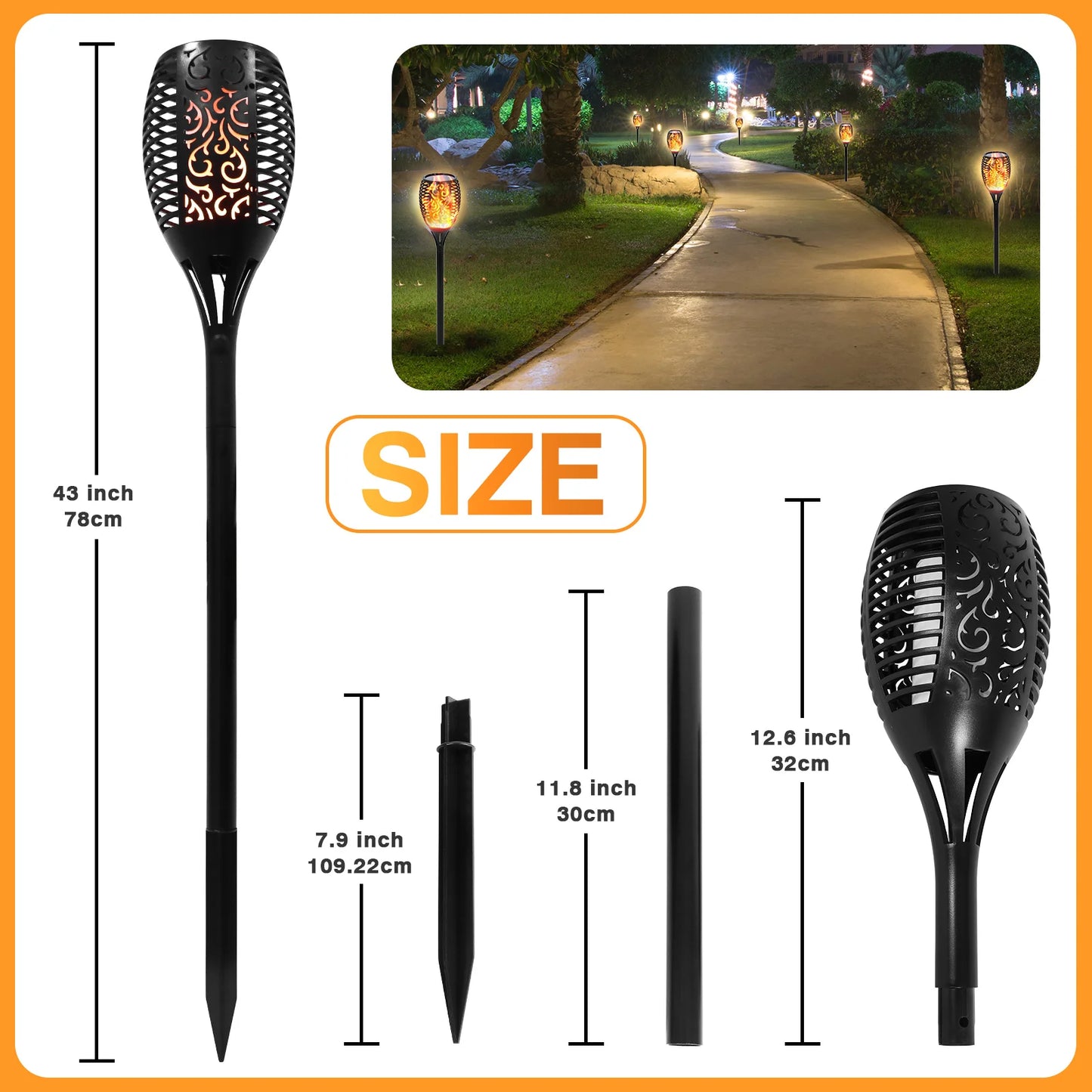4//8/12/16PCS Solar Flickering Flame Torch Lights (43 inch 96 )LED Waterproof for Landscape Garden Pathway
