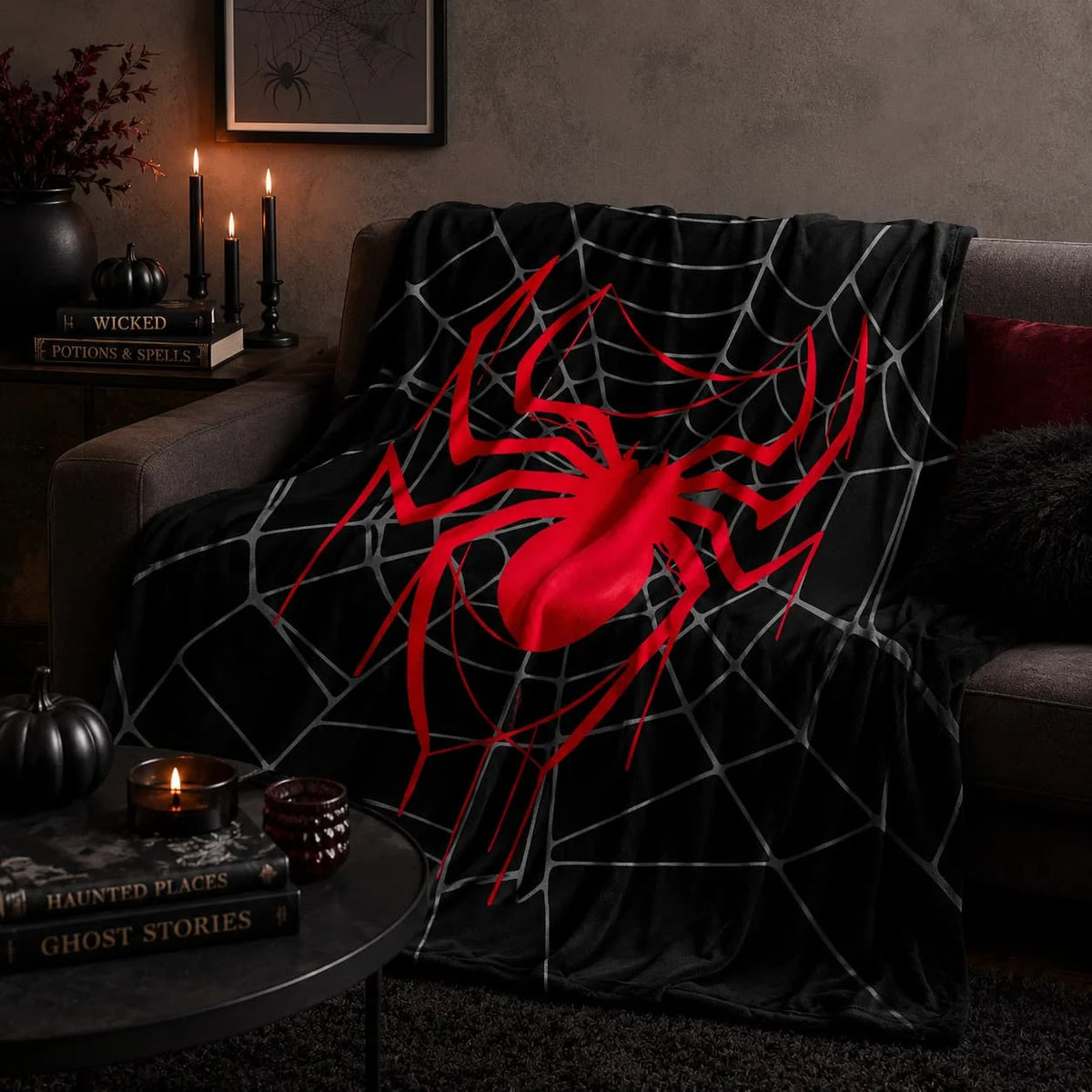 1pc Soft Flannel Blanket with Spider Print Design, Perfect for Napping, Working, Studying, or Traveling
