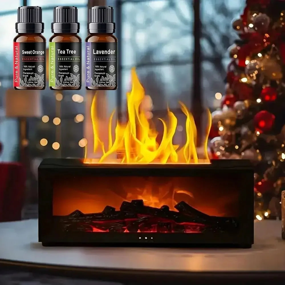 Fireplace Diffuser, Color LED Flame Effect, 300ml Large Capacity, Remote Timer for Relaxing Aromatherapy in Home, Bedroom,orOffice