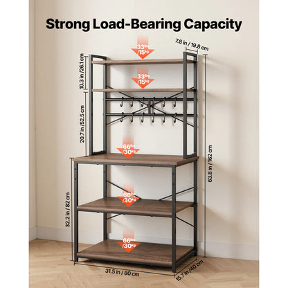 Kitchen Bakers Rack, 23.6 In/31.5 In/35.4 In  Stand with X-Shaped Support Bar, Coffee Bar for Cups & Dishes