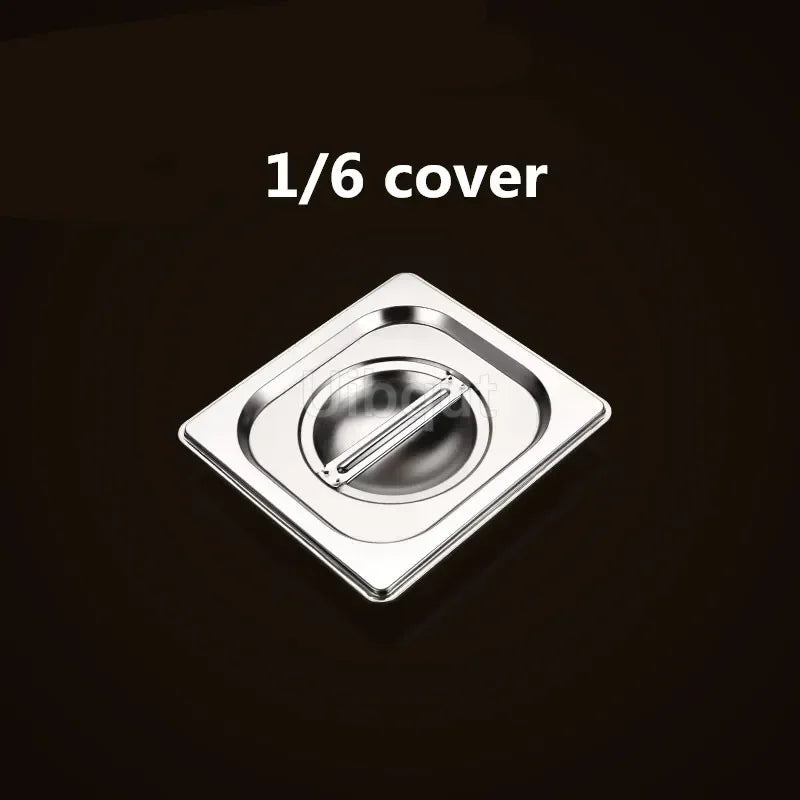 Square pot Kitchen Pans, 304 stainless steel 1/9 1/6 1/4 1/3 Food Chafing pans, Buffet Containers Lid 0.7 mm