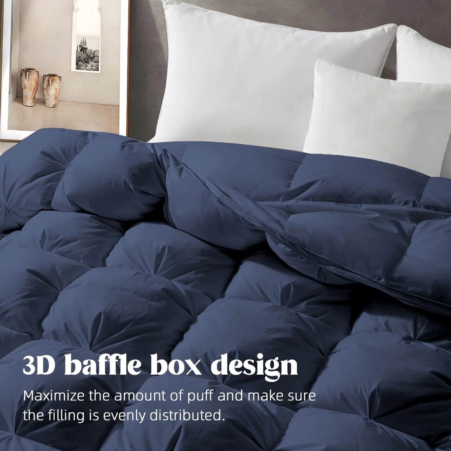 Luxurious All-Season Goose Down Feather Comforter, Duvet Insert
