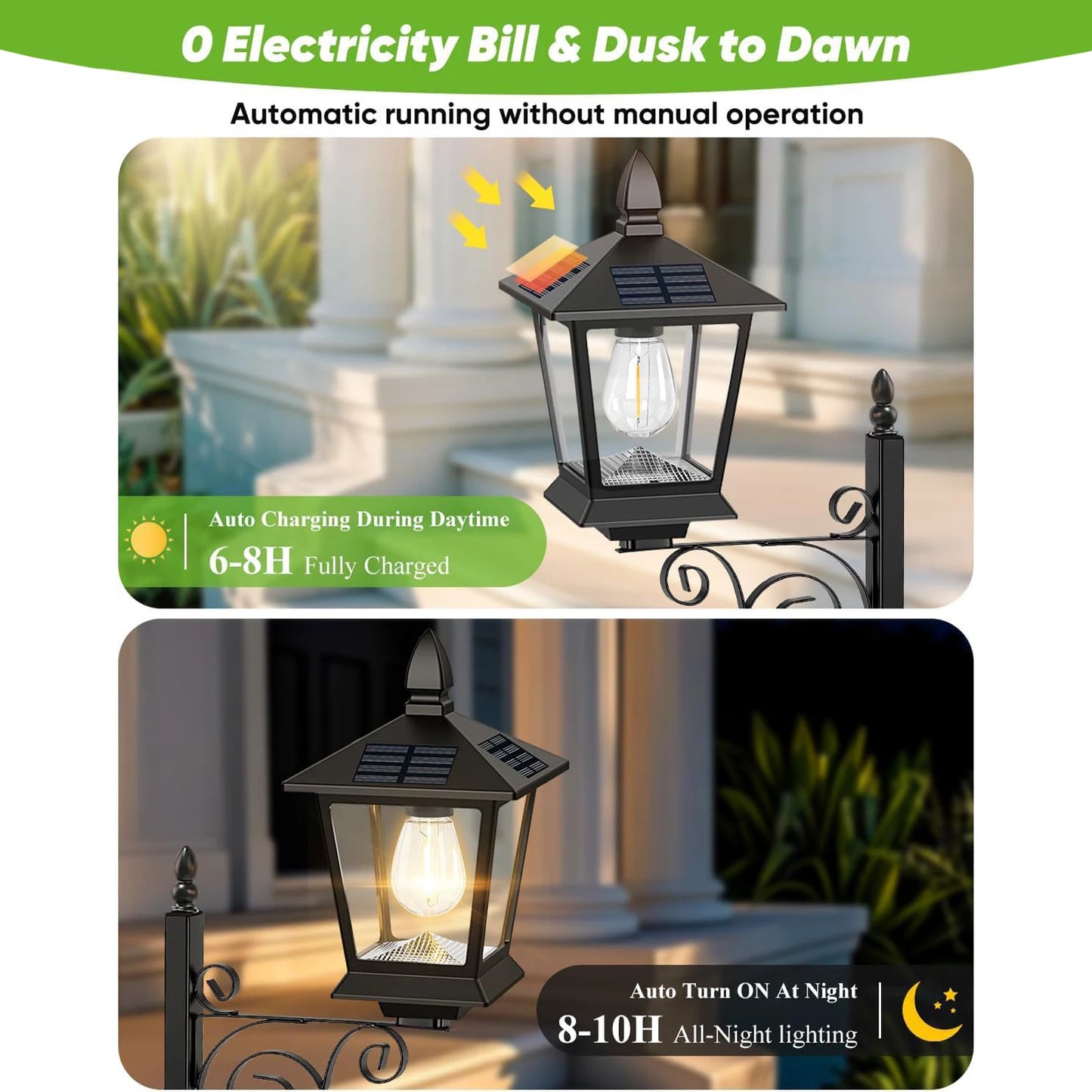 2 In 1 Outdoor Planter w/ Solar Light, Freestanding